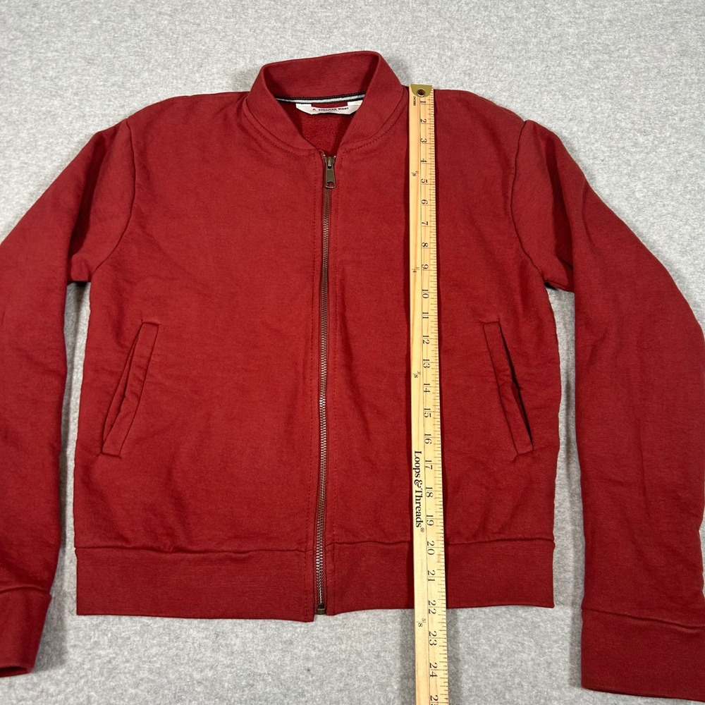 American Giant Fleece Bomber Jacket Women XS Red‎ Full Zip Sweatshirt NEW NWOT - Picture 6 of 7